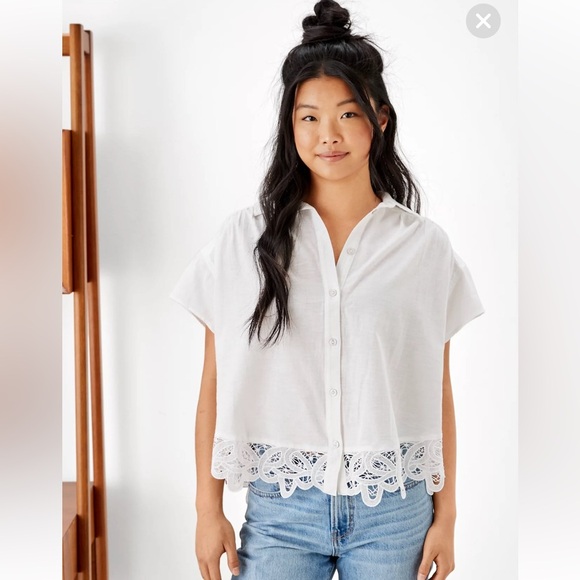 American Eagle Outfitters Tops - 🌟3/$20🌟 American Eagle Oversized Resort Shirt White Size Medium
